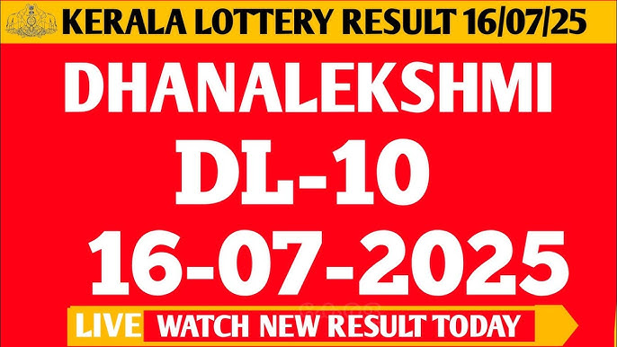 Official DL10 Lottery Result showing winning numbers and prize details